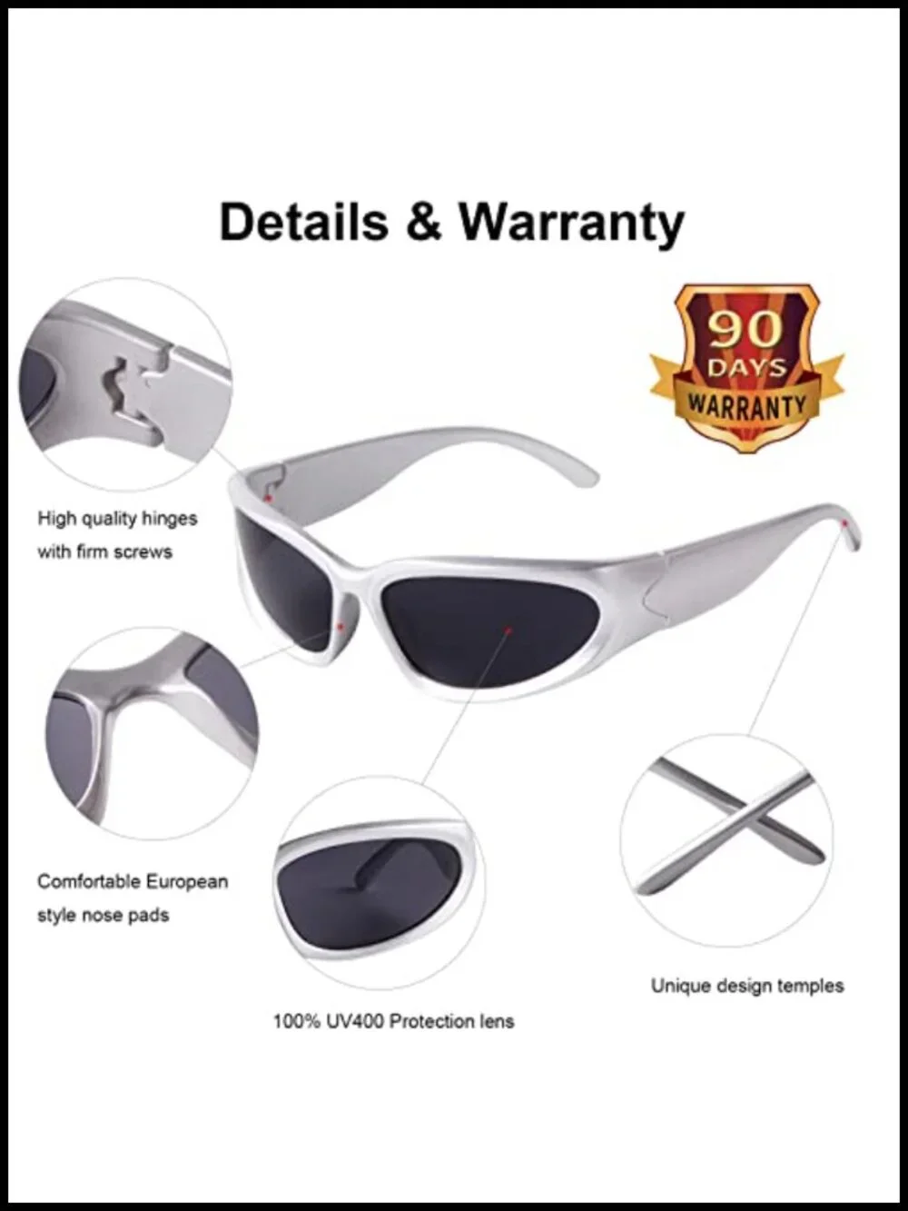 Flexible Wrap Sunglasses UV400 Protection Oval Retro Shades Unisex